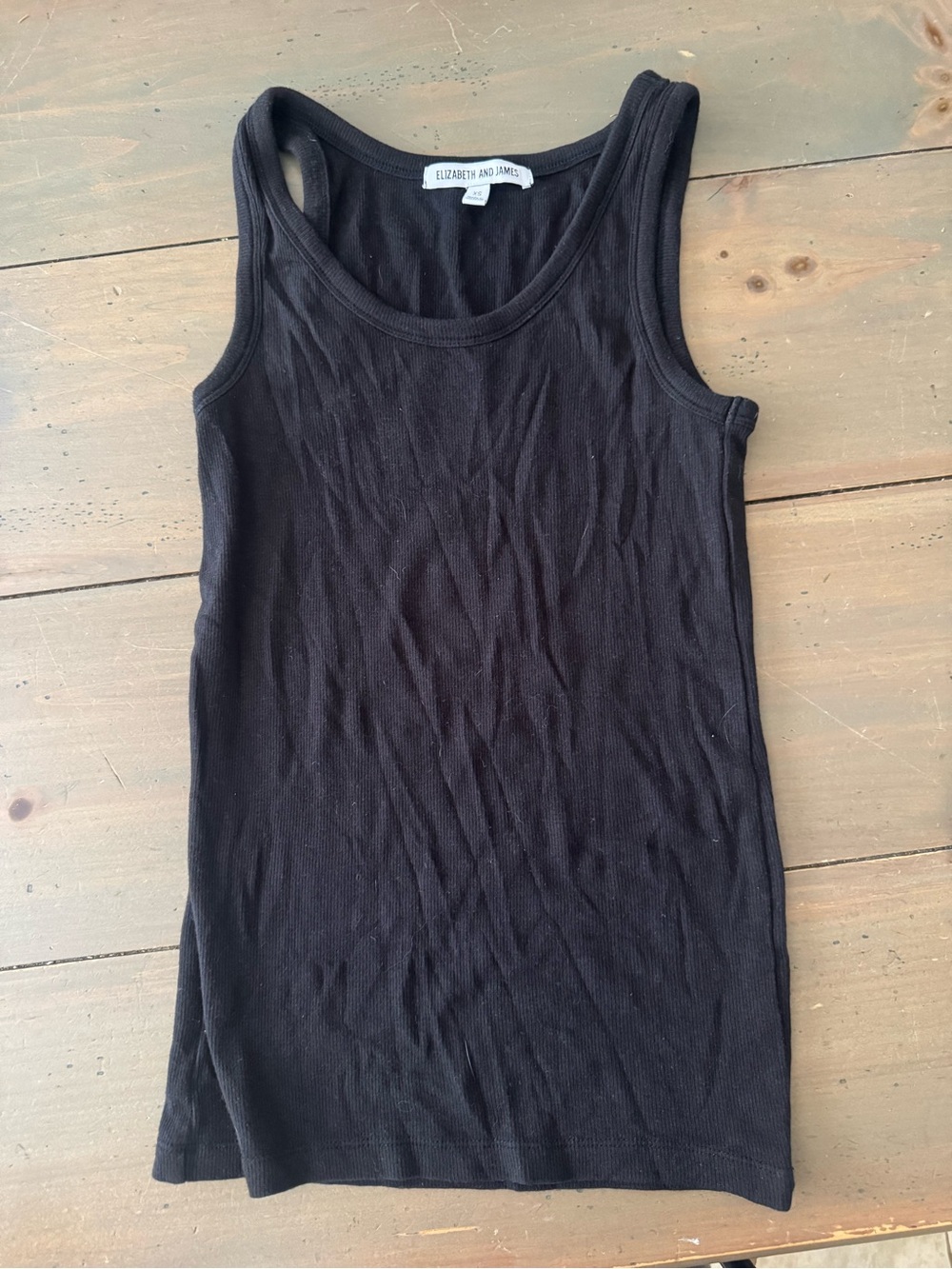 Elizabeth and James Black Ribbed Scoop Tank